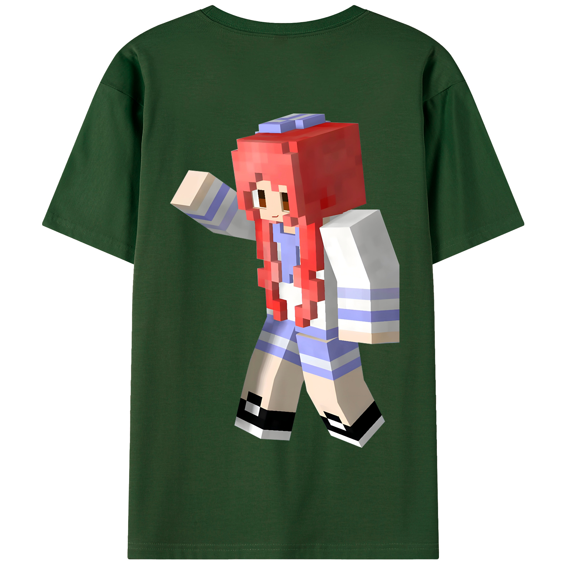（画像用） マインクラフト ブロックの世界 Minecraft MC Block world 綿100％半袖Tシャツ（背面プリント）